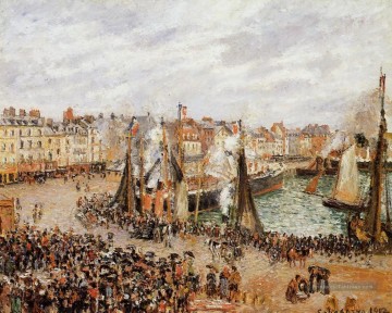  Dieppe Tableaux - le marché aux poissons dieppe gris temps matin 1902 Camille Pissarro Parisien